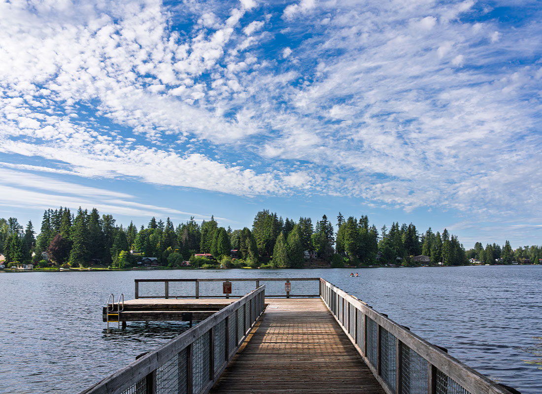 Lynnwood, WA - Wooden Pier Over the Martha Lake